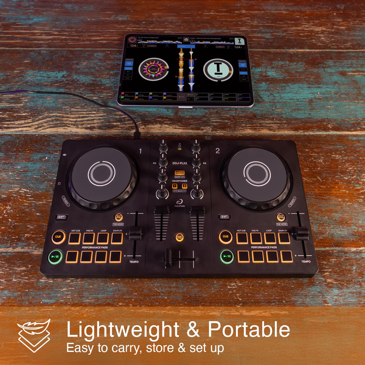 Amazon.com: AlphaTheta DDJ-FLX2 初學者DJ 控制器適用於手機、平板